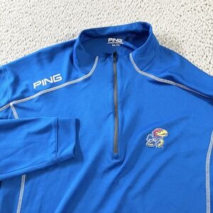 Kansas Jayhawks Shirt Mens 2XL Blue NCAA Golf PING SensorCool Quarter Zip